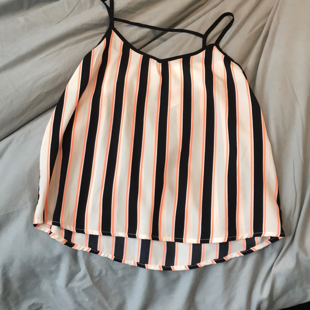 Black orange and white blouse